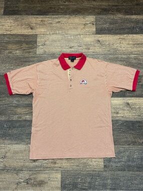 VTG 90s Colorado Avalanche Mens XL Polo Golf Shirt Red Gray Stripe Logo NHL